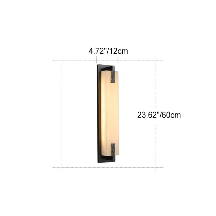 Modern Transitional Rectangular Copper Marble LED Outdoor Wall Sconce Lamp For Outdoor Patio