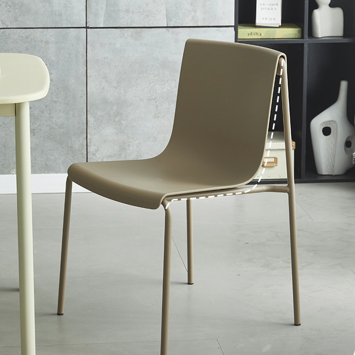 Contemporary Nordic Square PP Plastic Carbon Steel Legs Stackable Dining Chair For Living Room