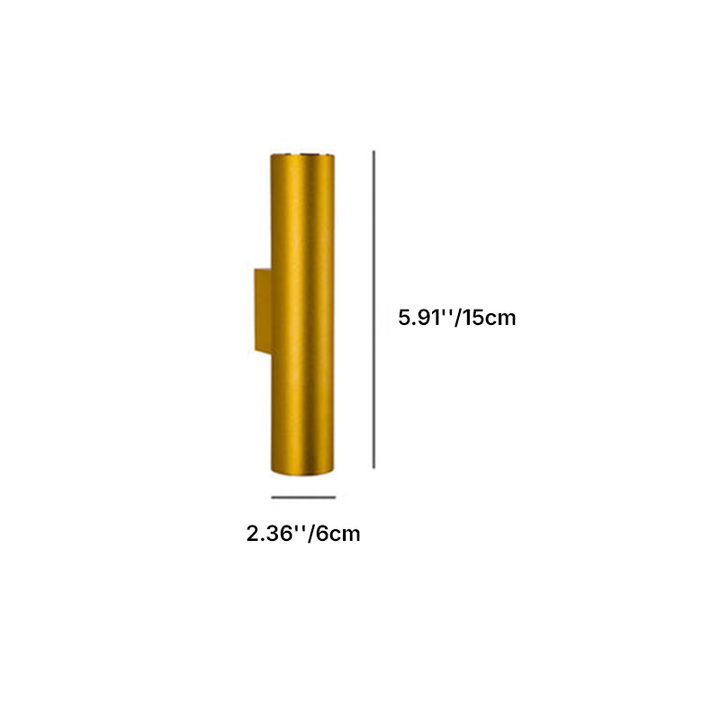 Modern Minimalist Round Aluminum Cylindrical 2-Light Wall Sconce Lamp For Bedroom