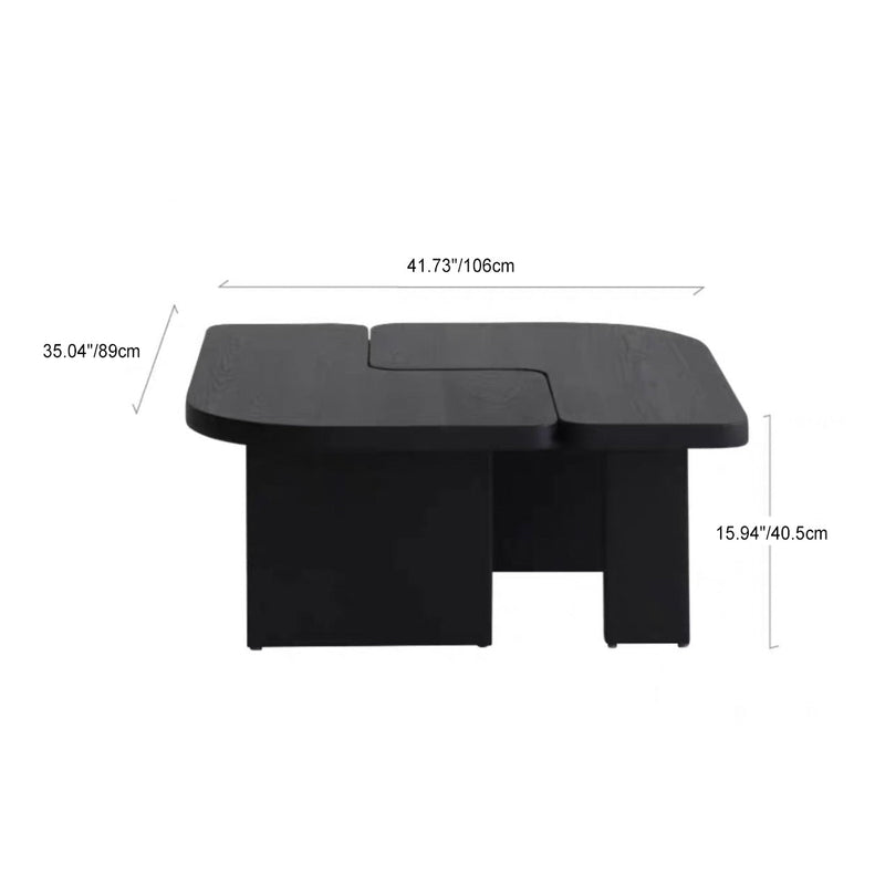 Mesa de café cuadrada contemporánea de combinación de madera de pino y fresno para sala de estar 