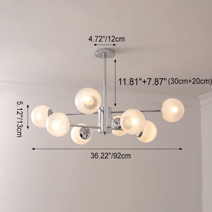 Lámpara de araña contemporánea nórdica Magic Bean de hierro y vidrio chapado con rama de 6/8 luces para sala de estar 