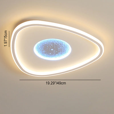 Modern Minimalist Lunar Surface Round Cloud Triangle Square Acrylic Iron LED Flush Mount Ceiling Light For Bedroom