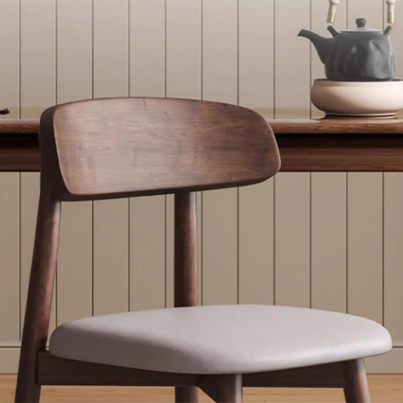 Traditional Vintage Square Rubberwood PU Leather Foam Sponge Armless Dining Chair For Dining Room