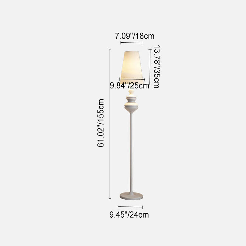 Modern Transitional Fabric Cone Iron Base 1-Light Standing Floor Lamp For Living Room