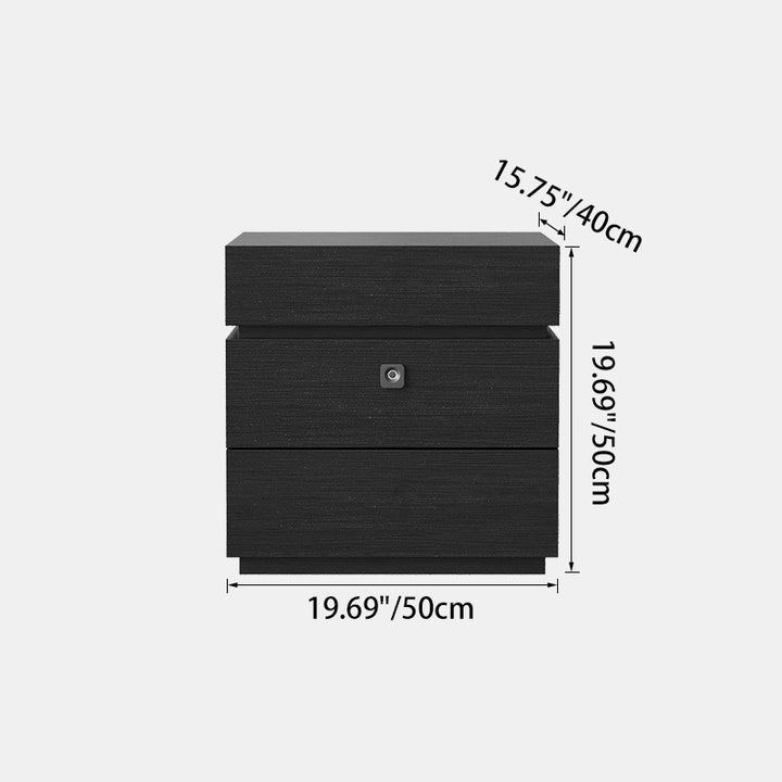 Contemporary Luxury Rectangular Plywood Eucalyptus Wood Nightstand 3-Drawer For Bedroom