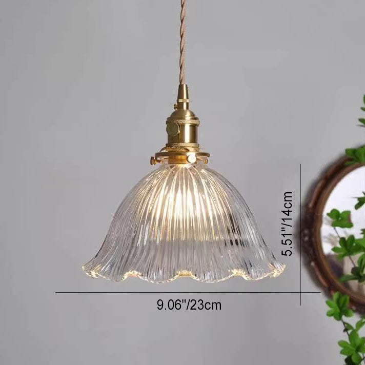 Luz colgante de 1 luz de vidrio de nogal de cobre minimalista moderno nórdico 