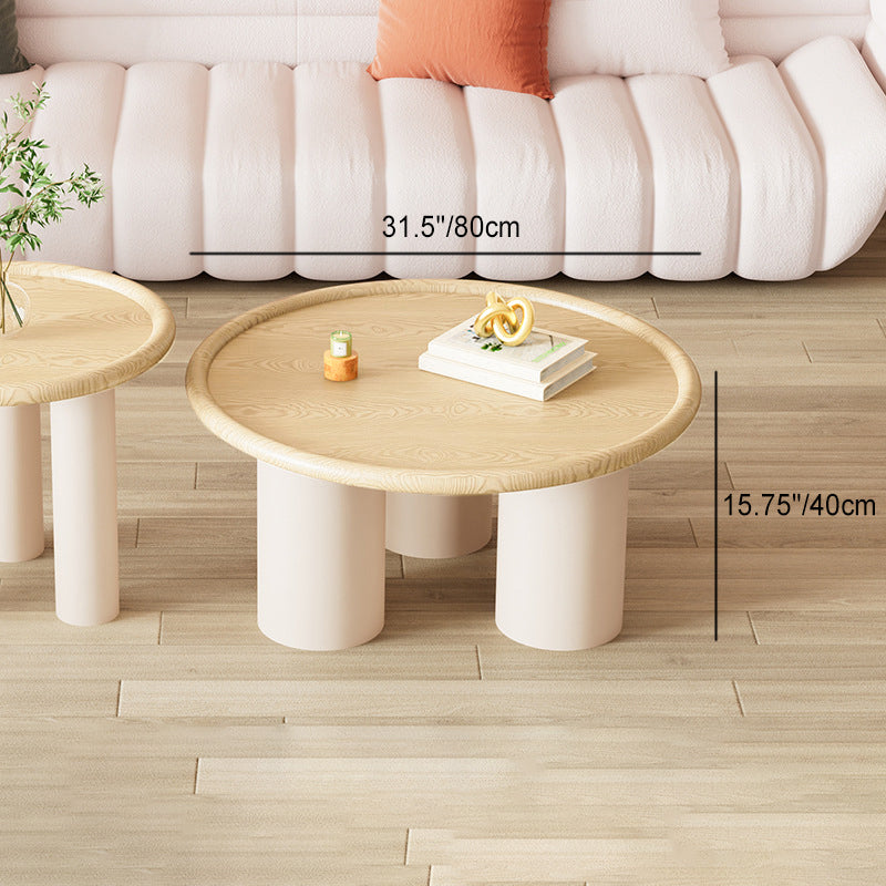 Moderner minimalistischer runder Couchtisch aus umweltfreundlichem Holzwerkstoff mit 4 Beinen für das Wohnzimmer 