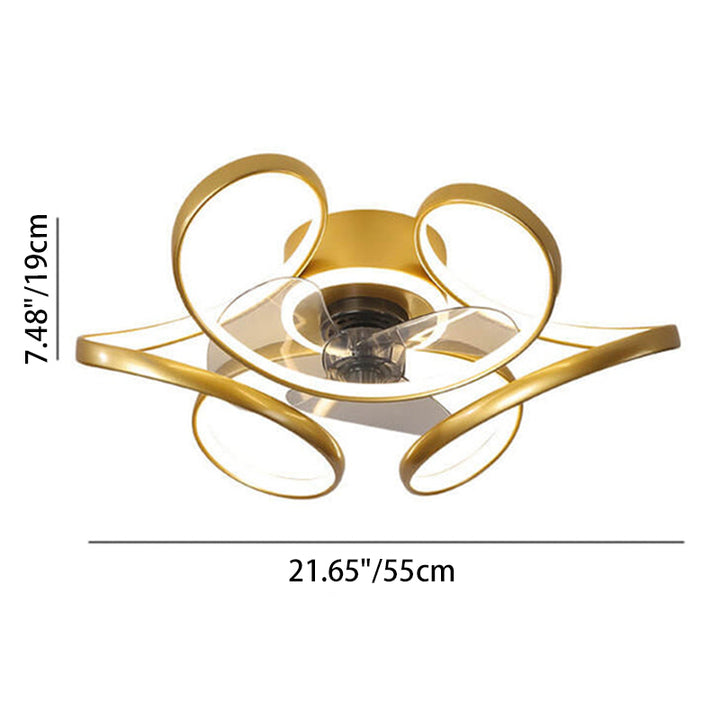 Modern Minimalist Line Acrylic Iron LED Flush Mount Fan Light