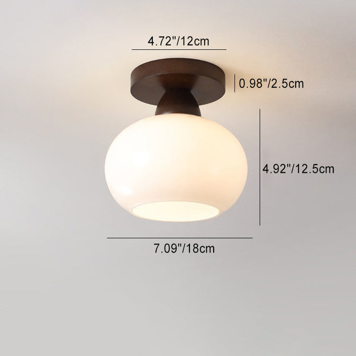 Luz de techo semiempotrada de 1 luz de vidrio y madera minimalista moderna para sala de estar 