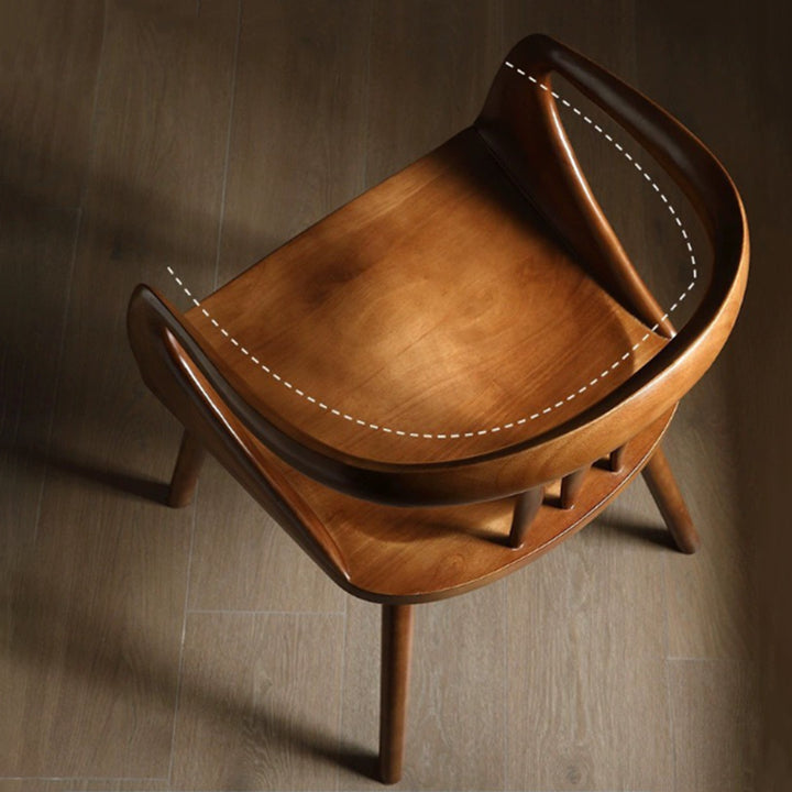 Traditional Vintage Rubberwood Dining Chair Backrest Armrests For Dining Room