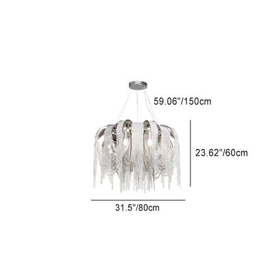 Modern Luxury Iron Aluminum Chain Tassel 6/8/10/12/15 Light Chandeliers For Hallway