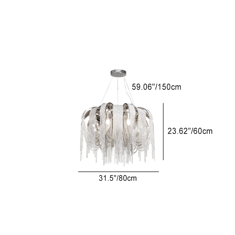 Modern Luxury Iron Aluminum Chain Tassel 6/8/10/12/15 Light Chandeliers For Hallway