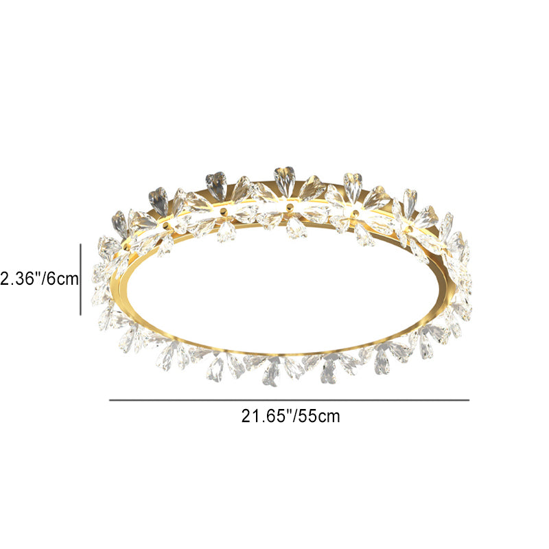 Lustre LED Plafonnier Rond Moderne en Fer Acrylique Plastique avec Fleurs pour Chambre 