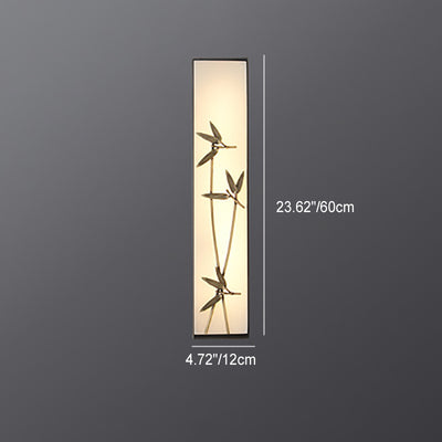 Applique murale LED traditionnelle en cuivre chinois marbre cubique feuille de bambou fleur de lotus ginkgo biloba pour chevet 