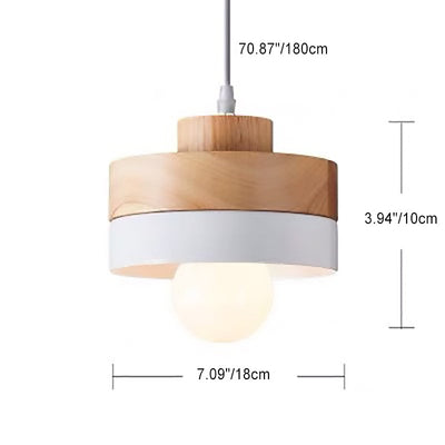 Moderne minimalistische Macaron Square Eisen Holz 1-Licht Pendelleuchte für Wohnzimmer 