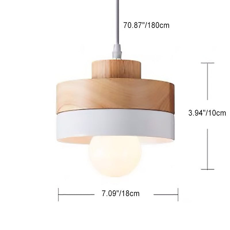 Moderne minimalistische Macaron Square Eisen Holz 1-Licht Pendelleuchte für Wohnzimmer 