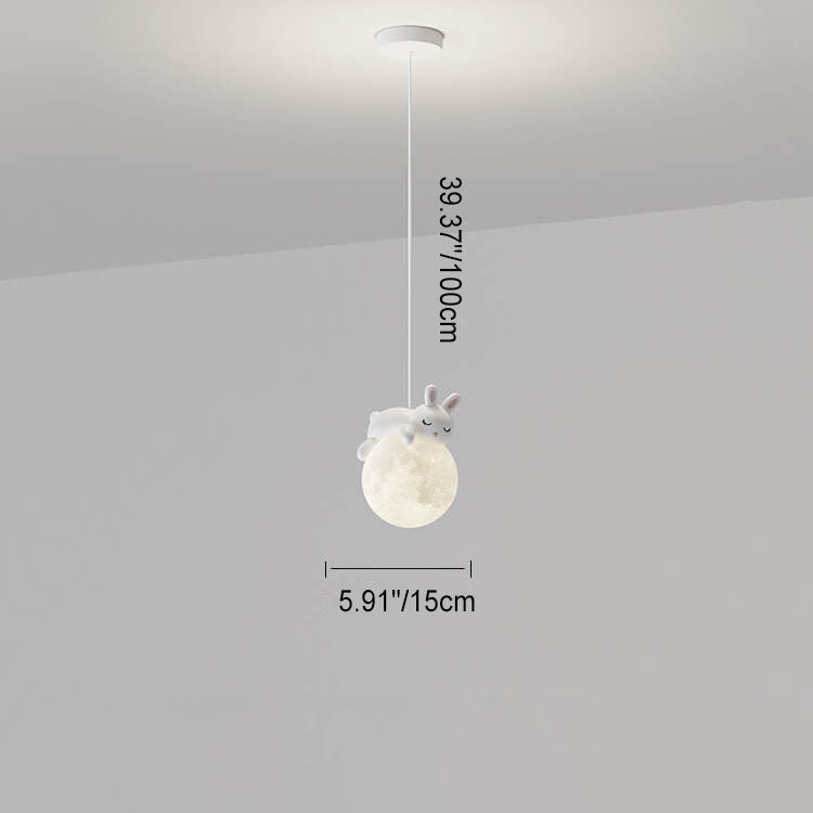 Moderne einfache Harz Bär Kaninchen dekorative Eisen 1-Licht Pendelleuchte 
