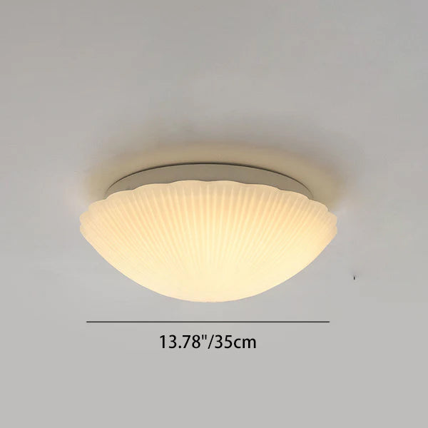 Modern Minimalist Cream Shell Glass LED Flush Mount Ceiling Light For Living Room &amp; Bedroom