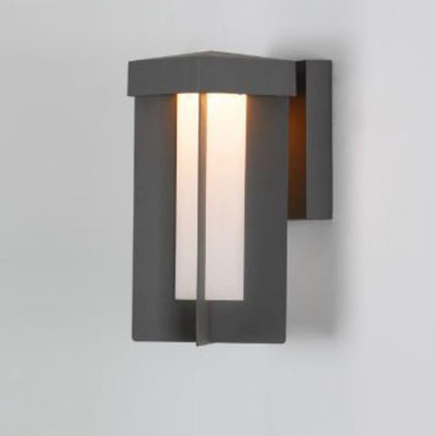 مصباح حائط خارجي LED مقاوم للماء من الألمنيوم والحديد بتصميم مربع هندسي بسيط 