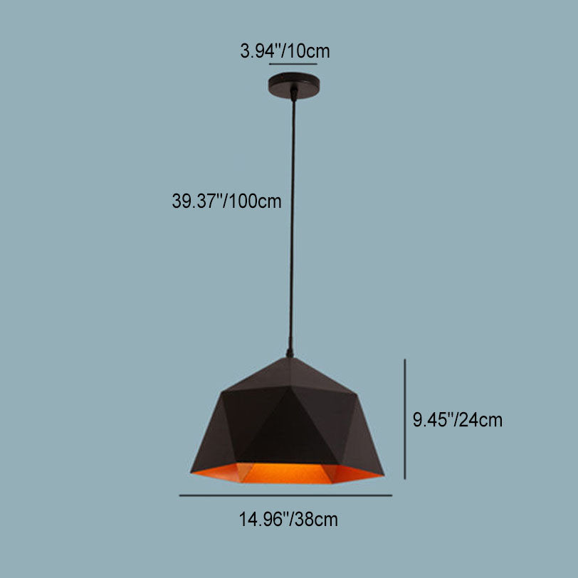 Lámpara colgante geométrica de hierro en forma de rombo con 1 luz de macarrón moderno 