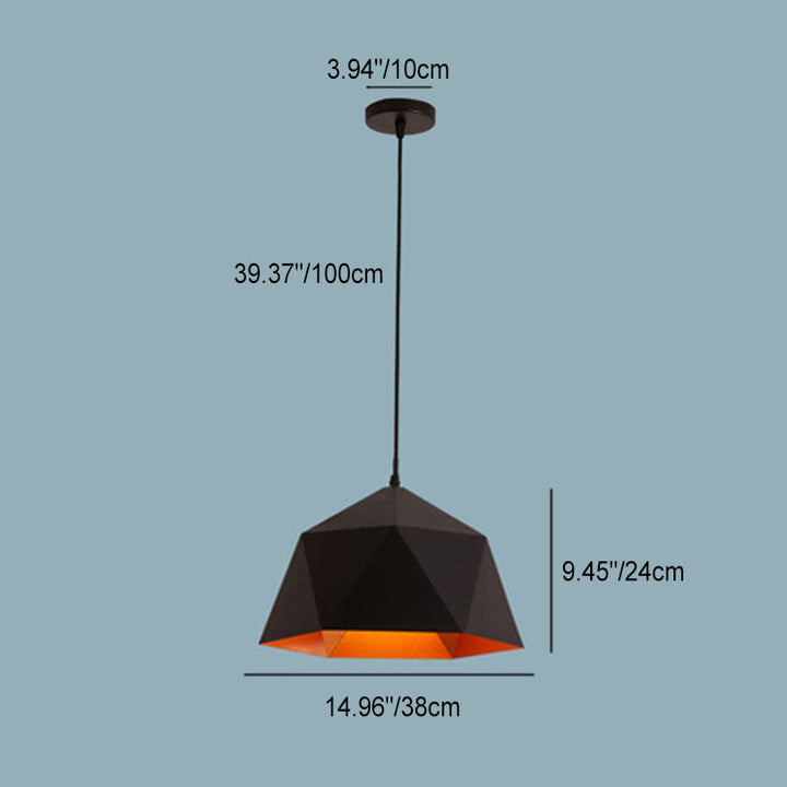 Lámpara colgante geométrica de hierro en forma de rombo con 1 luz de macarrón moderno 