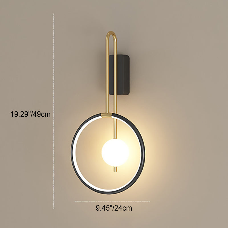 Lámpara de Aplique de Pared LED con Anillo Redondo de Hierro Acrílico Moderno Minimalista para la Mesita de Noche 