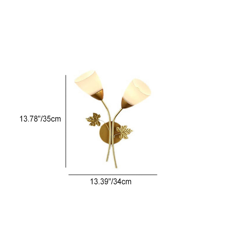 Zeitgenössische skandinavische Blumeneisenglas 1/2 Licht Wandleuchte Lampe für Wohnzimmer 