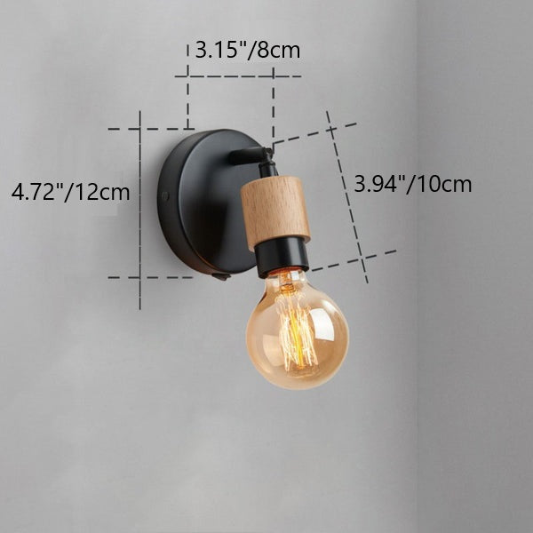 Lampe murale industrielle créative en bois à 1 lumière 
