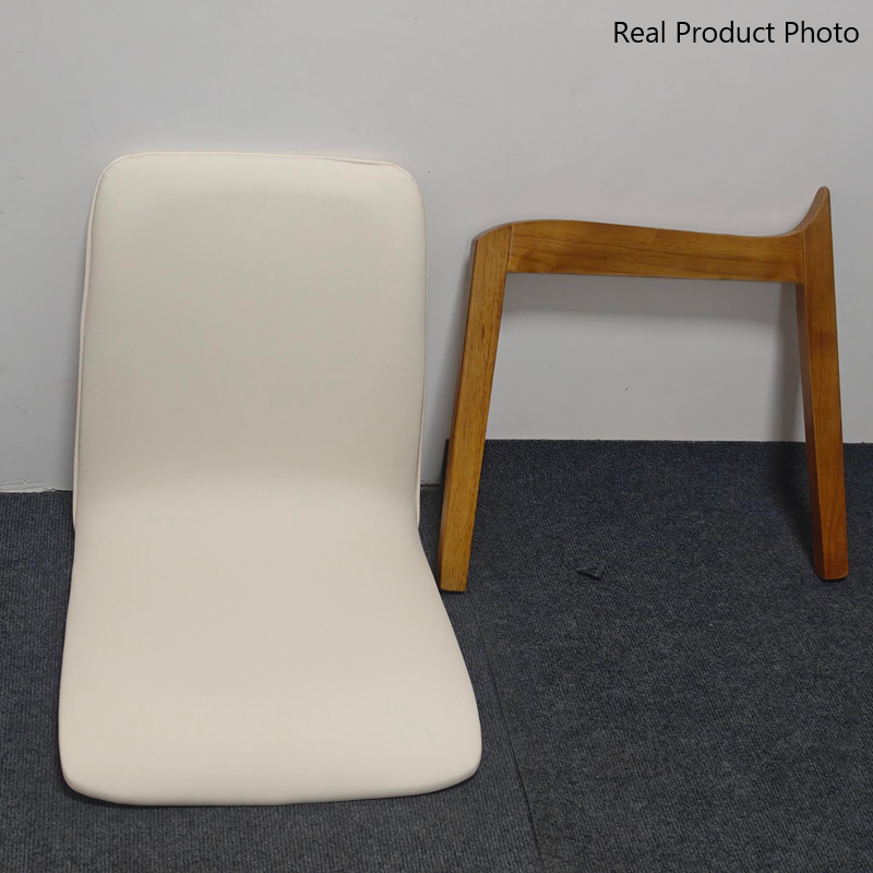 Chaise de salle à manger contemporaine scandinave en bois massif, microfibre et cuir, dossier carré incurvé pour salle à manger 