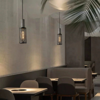 Contemporary Industrial Cylinder Metal Cement 1-Light Pendant Light For Living Room