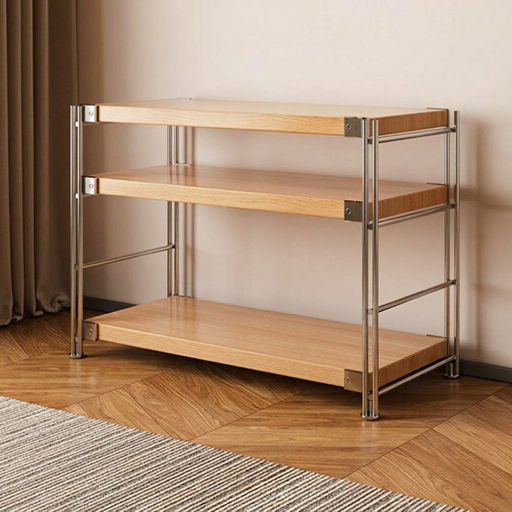 Modern Multi-Tier Storage Shelving Unit With Particleboard Shelves & Carbon Steel Frame - Open Storage Shelf For Living Room, Bedroom & Home Office