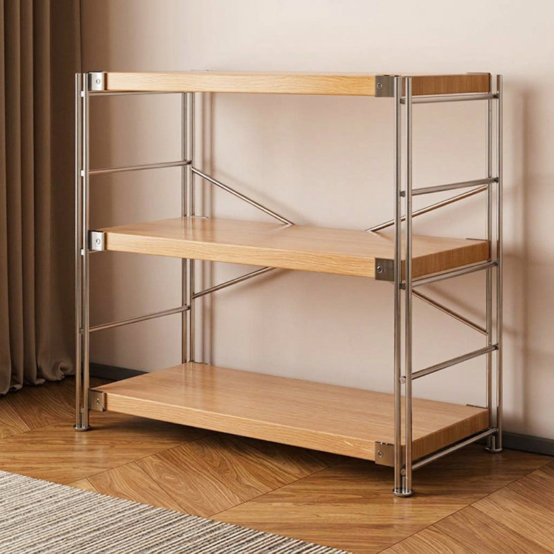 Modern Multi-Tier Storage Shelving Unit With Particleboard Shelves &amp; Carbon Steel Frame - Open Storage Shelf For Living Room, Bedroom &amp; Home Office