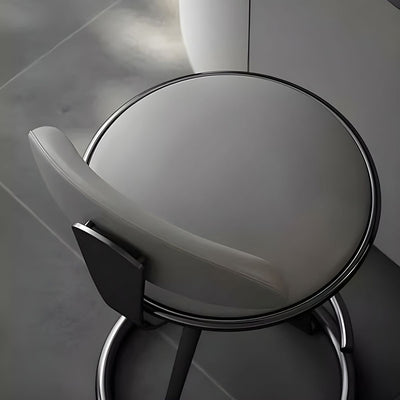 Taburete de mostrador giratorio con tapizado de cuero redondo moderno de lujo, estructura de metal, respaldo bajo, reposapiés para cocina 
