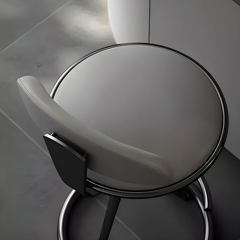 Taburete de mostrador giratorio con tapizado de cuero redondo moderno de lujo, estructura de metal, respaldo bajo, reposapiés para cocina 