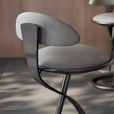 Taburete de mostrador giratorio con tapizado de cuero redondo moderno de lujo, estructura de metal, respaldo bajo, reposapiés para cocina 
