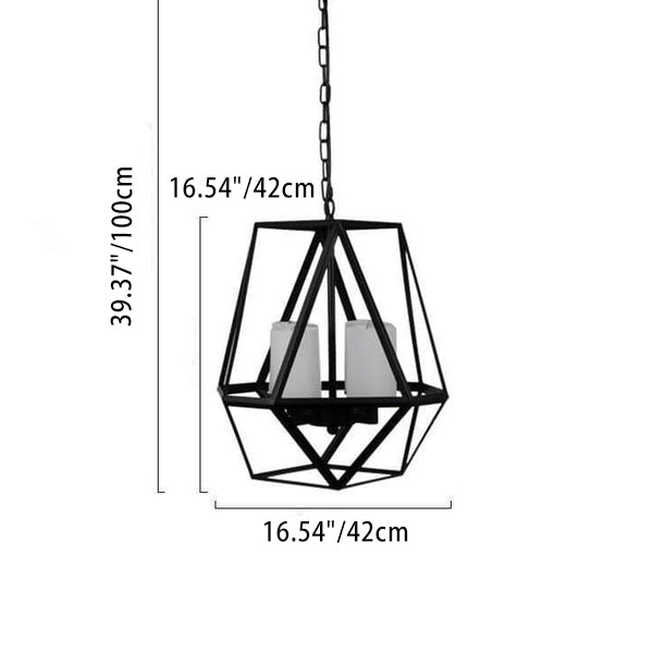 Araña de luces retro de metal con 4 luces enjauladas y velas falsas 