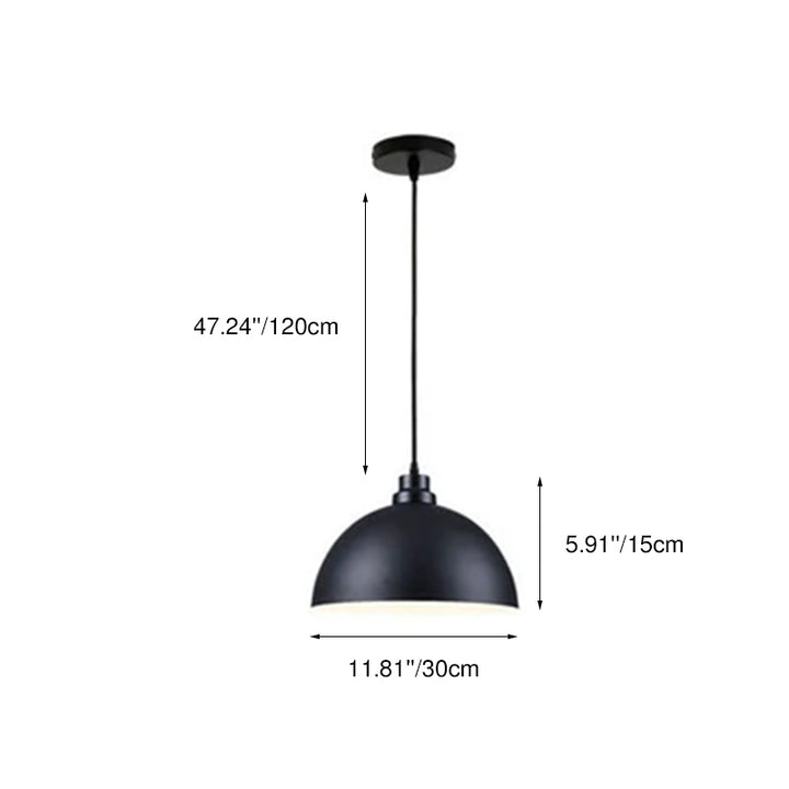 Luminaire suspendu industriel simple à 1 lumière avec couvercle en forme de dôme en fer 