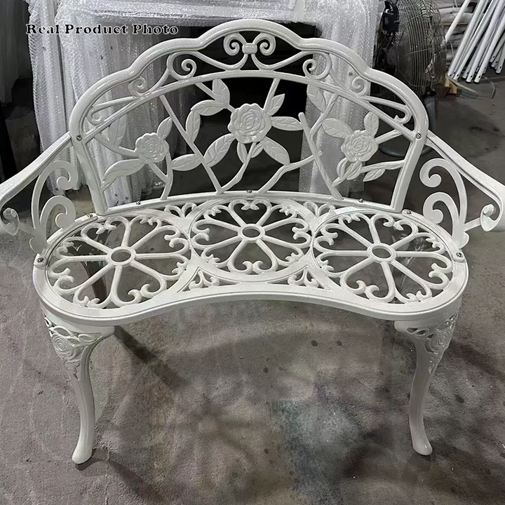 Contemporary Industrial Curved Aluminum Hollow Carving Waterproof Bench Backrest For Garden