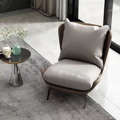 Contemporary Scandinavian Microfiber Leather Velvet Cotton Latex Carbon Steel Square Accent Chair Backrest Footrest For Living Room