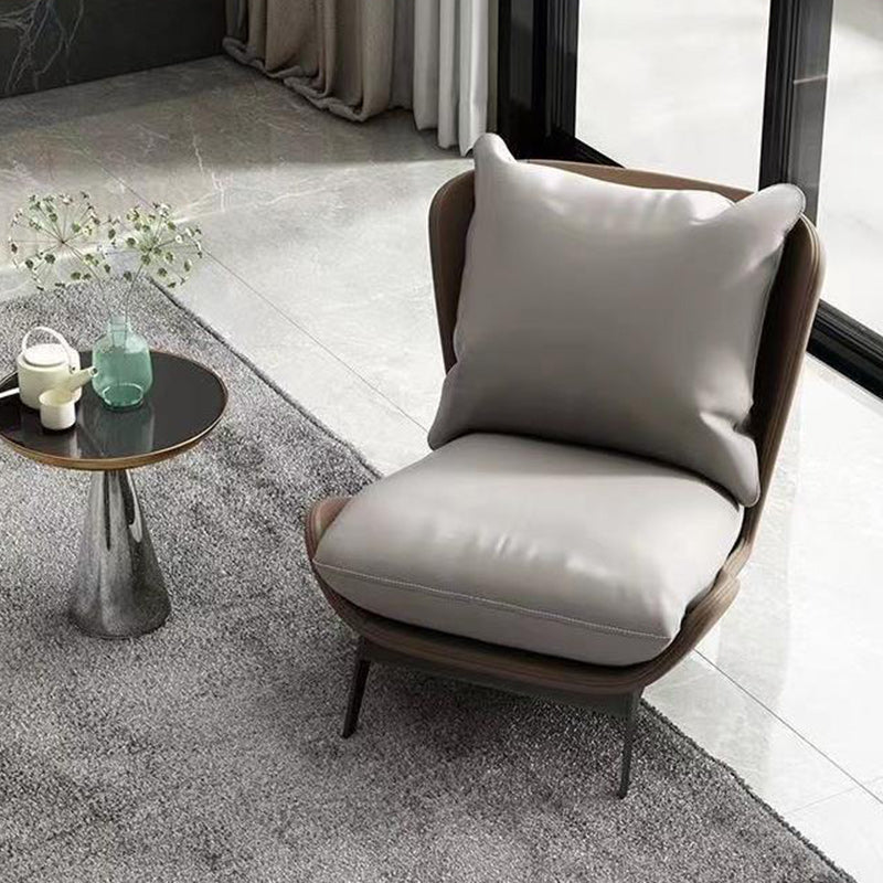 Contemporary Scandinavian Microfiber Leather Velvet Cotton Latex Carbon Steel Square Accent Chair Backrest Footrest For Living Room