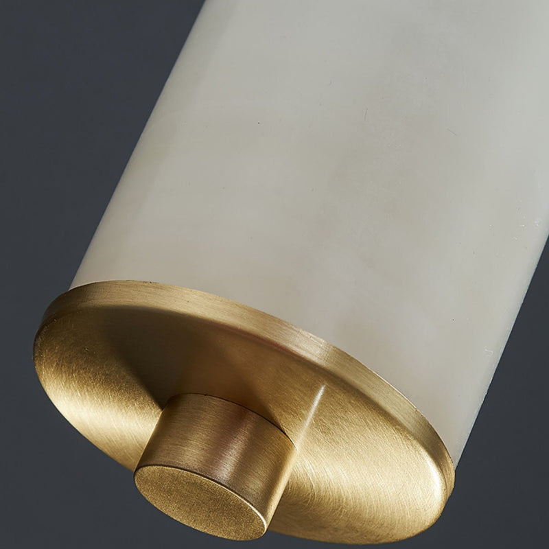 Moderne minimalistische Zylinder Kupfer Jade LED Pendelleuchte für Schlafzimmer 