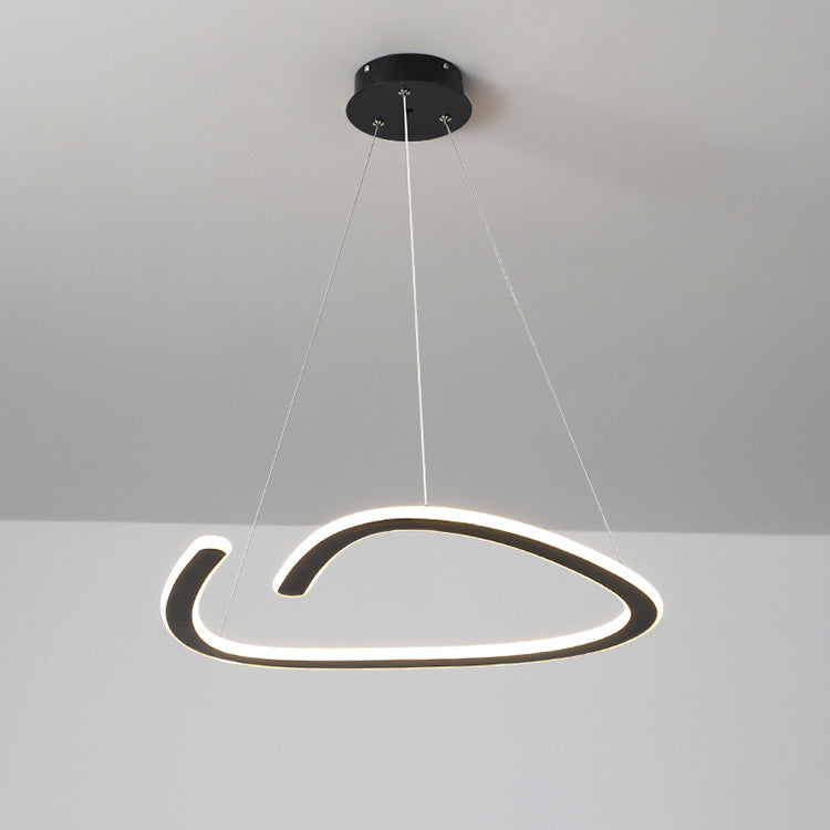 Moderne minimalistische Eisen Silica Runde Streifen LED Kronleuchter für Esszimmer 