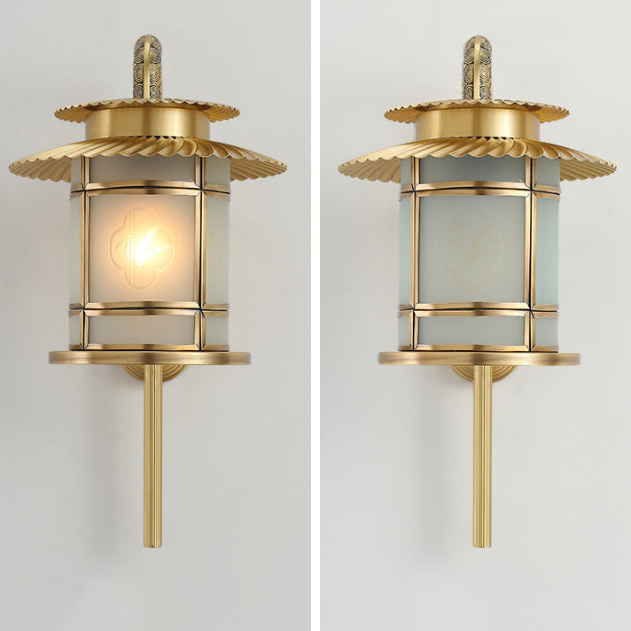 Traditionelle chinesische Kupferlaternen-Design 1-flammige Wandleuchte für den Flur 