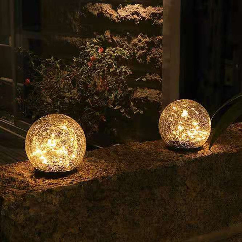 Moderne Art Deco Wasserdichte Solar Kunststoff Kupferdraht Glas Ball LED Landschaft Beleuchtung Außen Licht Für Garten 