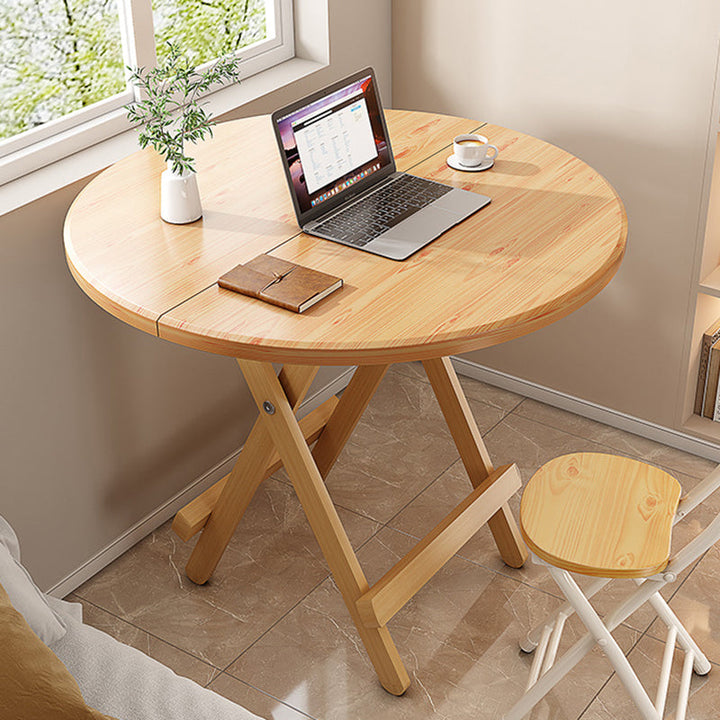 Table à manger ronde contemporaine scandinave en MDF et acier pour 4 places 