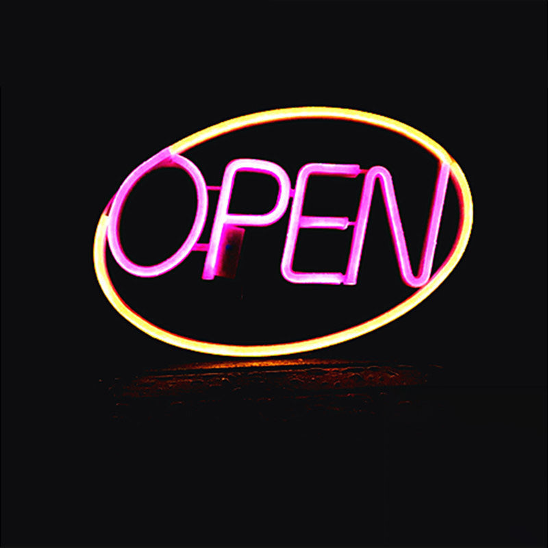 Modern Art Deco Waterproof PS OPEN LED Outdoor Hanging Neon Wall Sconce Lamp For Dining Room