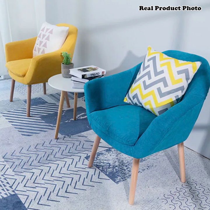 Contemporary Scandinavian Rectangular Fabric Rubberwood Chair Backrest Armrest For Living Room