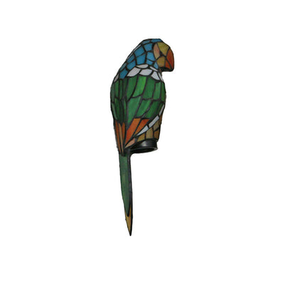 Tiffany Pastoral Double-Headed Parrot Stained Glass 2-Light Wall Sconce Lamp