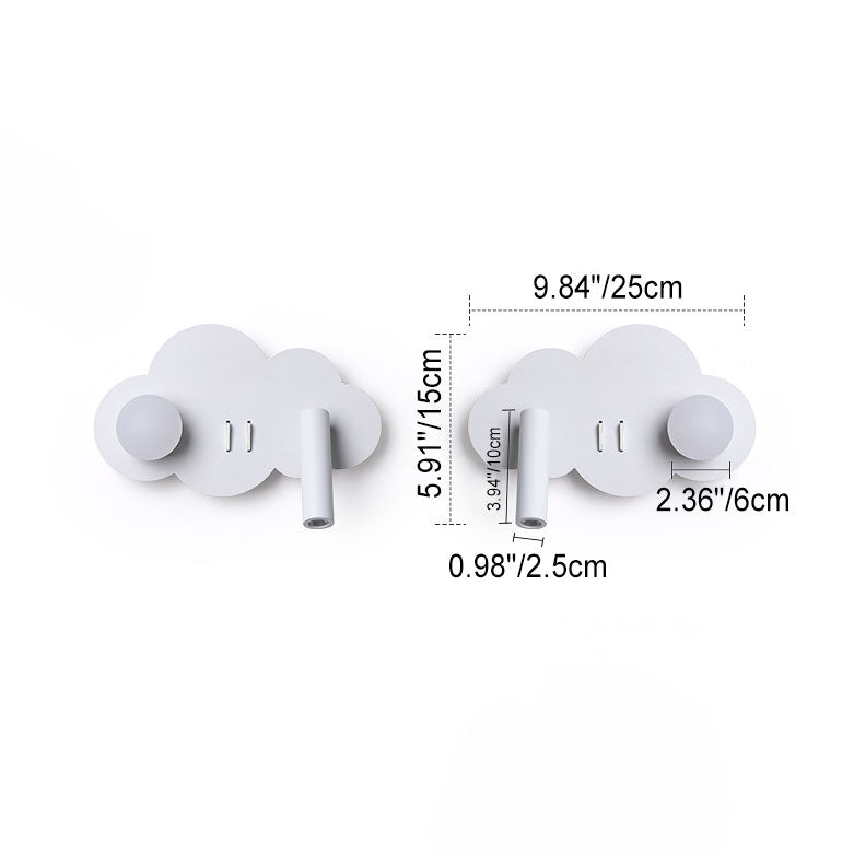 Lámpara de Aplique de Pared con Foco Giratorio LED de Forma de Nube de Acrílico y Aluminio de Simplicidad Contemporánea para Dormitorio 