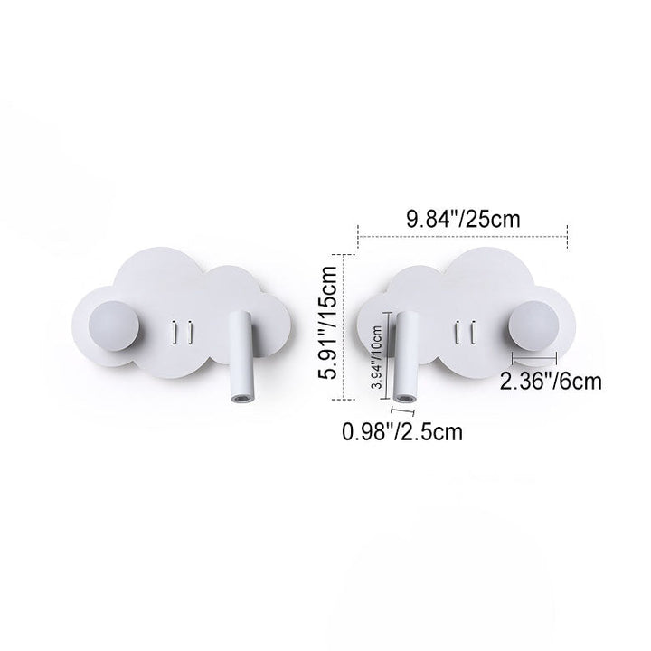Lámpara de Aplique de Pared con Foco Giratorio LED de Forma de Nube de Acrílico y Aluminio de Simplicidad Contemporánea para Dormitorio 